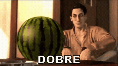 Man Sitting At Table With Watermelon Saying Dobrze GIF