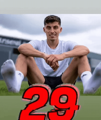 Man Sitting Cross-Legged With Number 29 GIF