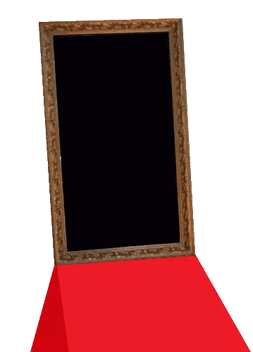Man Sitting In Black Frame On Red Table Sticker