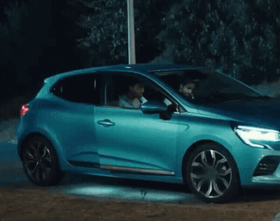 Man Sitting In Blue Car With Open Door GIF