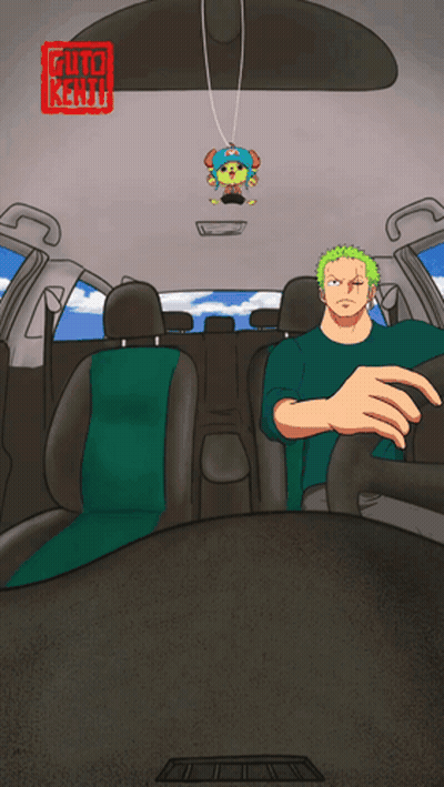 Man Sitting In Car With Air Freshener GIF