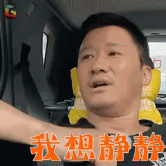 Man Sitting In Car With Chinese Characters On Face GIF