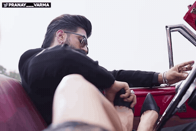 Man Sitting In Car With Woman's Legs Pranay Varma GIF