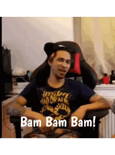 Man Sitting In Chair Bam Bam Bam Sticker