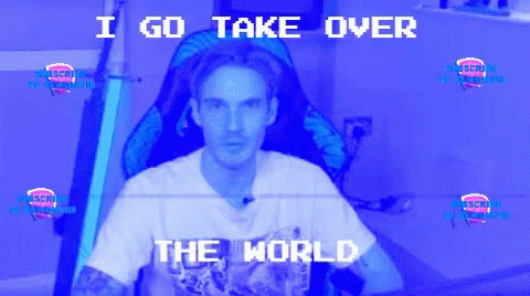 Man Sitting In Chair I Go Take Over World GIF