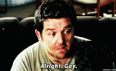 Man Sitting In Chair Saying Alright Gay GIF