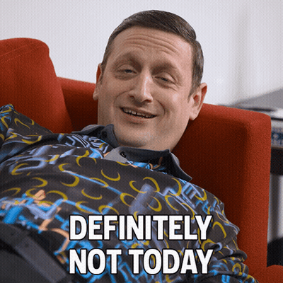 Man Sitting In Chair Saying Definitely Not Today GIF
