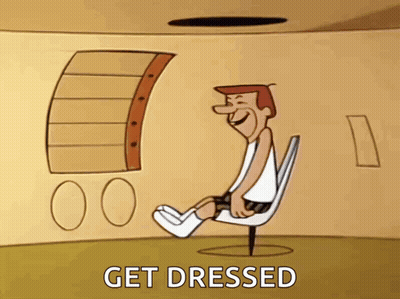 Man Sitting In Chair Saying Get Dressed GIF