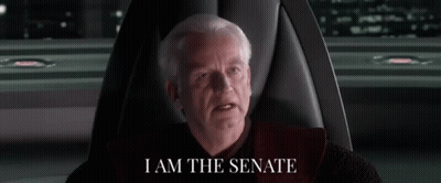 Man Sitting in Chair Saying I Am The Senate