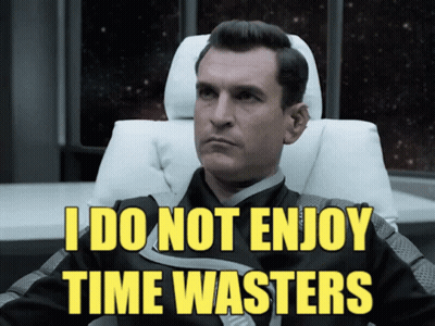 Man Sitting In Chair Saying I Do Not Enjoy Time Wasters GIF