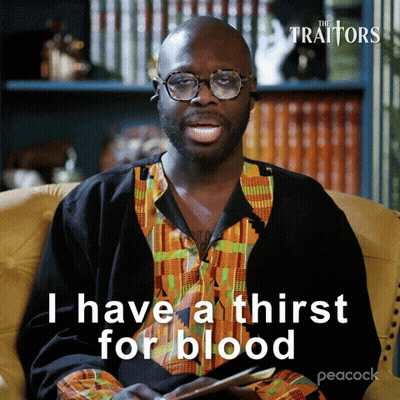 Man Sitting In Chair Saying I Have A Thirst For Blood GIF