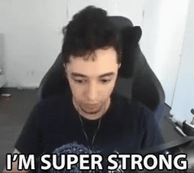 Man Sitting In Chair Saying I'm Super Strong GIF