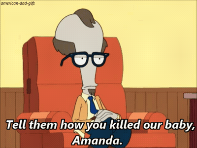 Man Sitting In Chair Saying Tell Them How You Killed Our Baby Amanda GIF