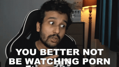 Man Sitting In Chair Saying You Better Not Be Watching Porn GIF