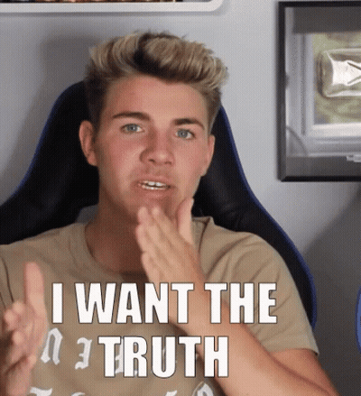Man Sitting In Chair With I Want The Truth Shirt GIF