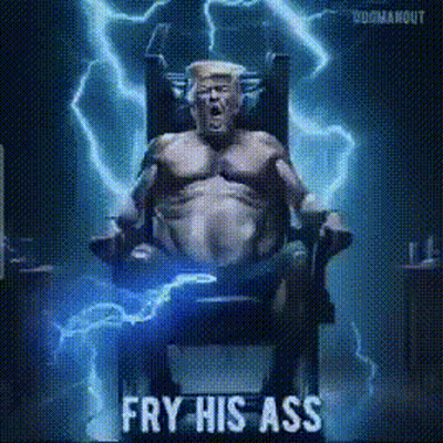 Man Sitting In Chair With Lightning And Fry His Ass GIF