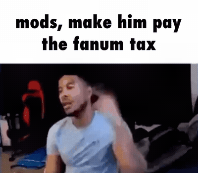 Man Sitting In Chair With Mods Make Him Pay The Fanum Tax GIF