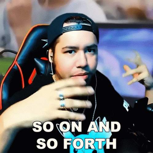 Man Sitting In Chair With Words So On And So Forth GIF