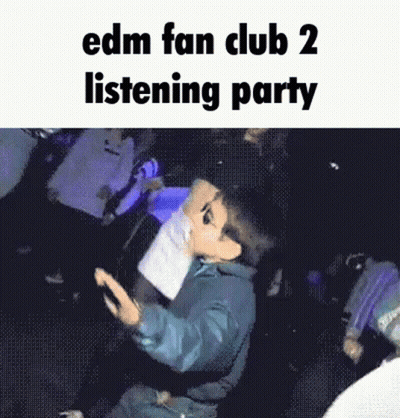 Man Sitting In Crowd At EDM Fan Club 2 Listening Party GIF
