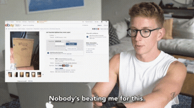 Man Sitting In Front Of EBay Page GIF