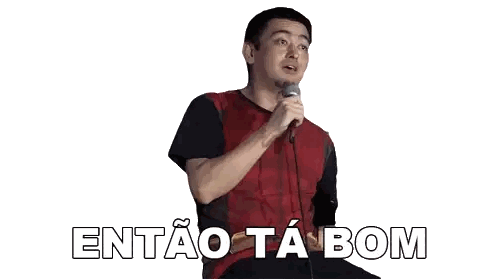 Man Sitting In Front Of Microphone Entao Ta Bom Sticker