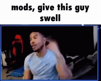 Man Sitting In Front Of Screen Saying Mods Give This Guy Swell GIF