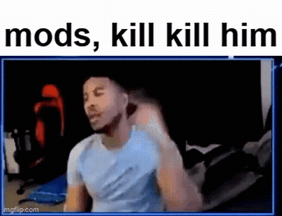 Man Sitting In Front Of Screen Saying Mods Kill GIF