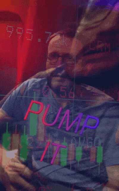 Man Sitting In Front Of Screen Saying Pump It GIF