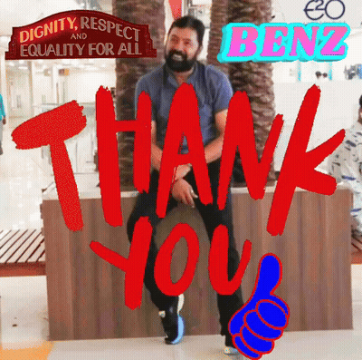 Man Sitting In Front Of Thank You Sign GIF