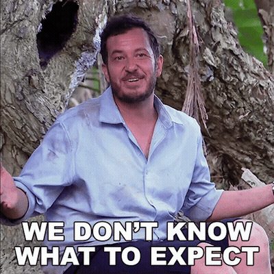 Man Sitting In Front Of Tree Saying We Don't Know What To Expect GIF