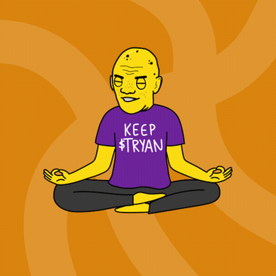 Man Sitting In Lotus Position Purple Shirt Keep Tryan GIF