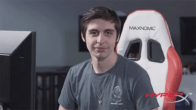 Man Sitting In Maxnomic Chair With HyperX Logo GIF