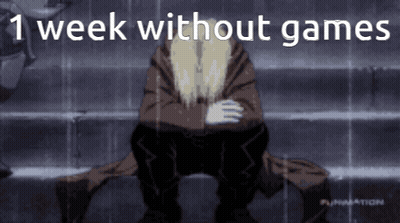 Man Sitting In Rain With Quote 1 Week Without Games GIF