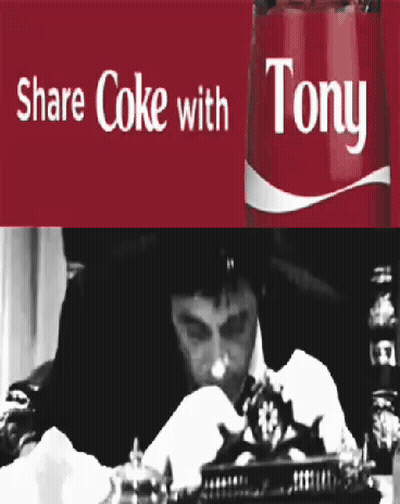 Man Sitting Next To Coca Cola Can Saying Share Coke With Tony GIF