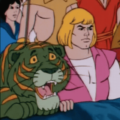 Man Sitting Next To Green Tiger GIF