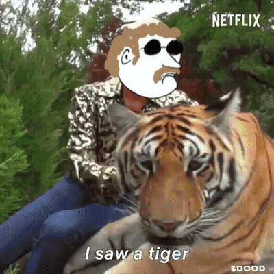 Man Sitting Next To Tiger Says I Saw A Tiger GIF