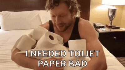 Man Sitting On Bed Holding Toilet Paper Saying I Needed Toilet Paper Bad GIF