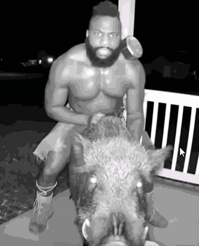 Man Sitting On Boar GIF