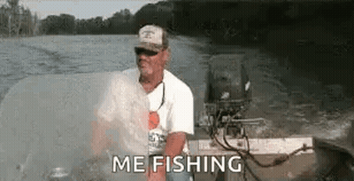 Man Sitting On Boat Me Fishing GIF