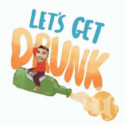 Man Sitting On Bottle Saying Let's Get Drunk GIF