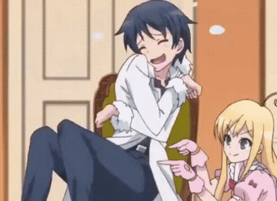 Man Sitting On Chair Next To Girl GIF