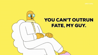 Man Sitting On Cloud You Can't Outrun Fate My Guy GIF