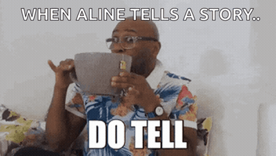 Man Sitting On Couch Holding Tablet When Aline Tells Story GIF