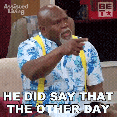 Man Sitting On Couch Pointing At Camera Saying He Did Say That GIF