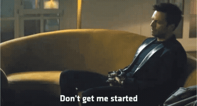Man Sitting On Couch Saying Don't Get Me Started GIF