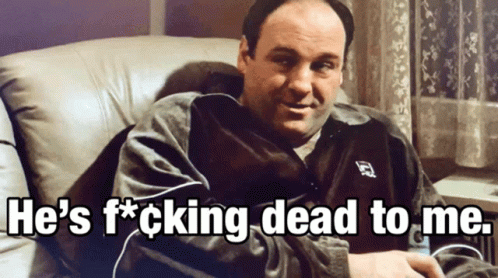 Man Sitting On Couch Saying Hes Dead To Me GIF