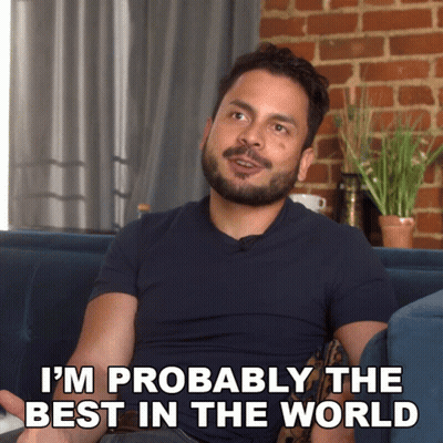 Man Sitting on Couch Saying I'm Probably the Best in the World