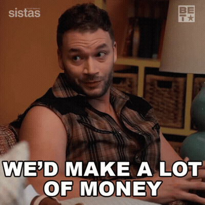 Man Sitting On Couch Saying We'd Make A Lot Of Money GIF