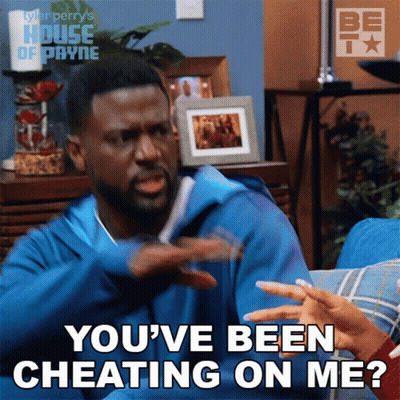 Man Sitting On Couch Saying You've Been Cheating GIF
