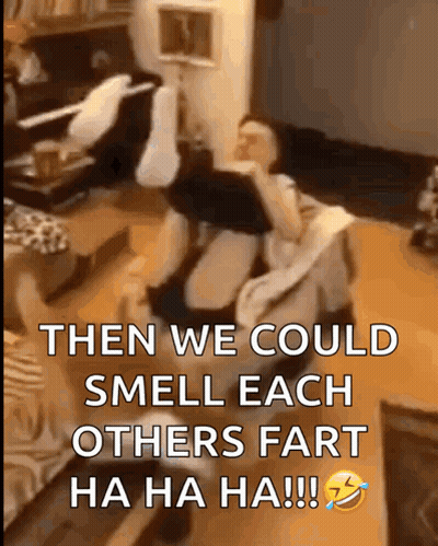 Man Sitting On Couch Smelling Farts GIF